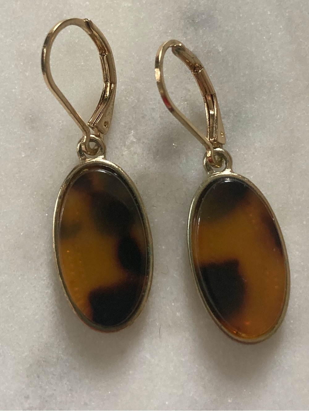 Gold-Tone Tortoiseshell Oval Drop Earrings